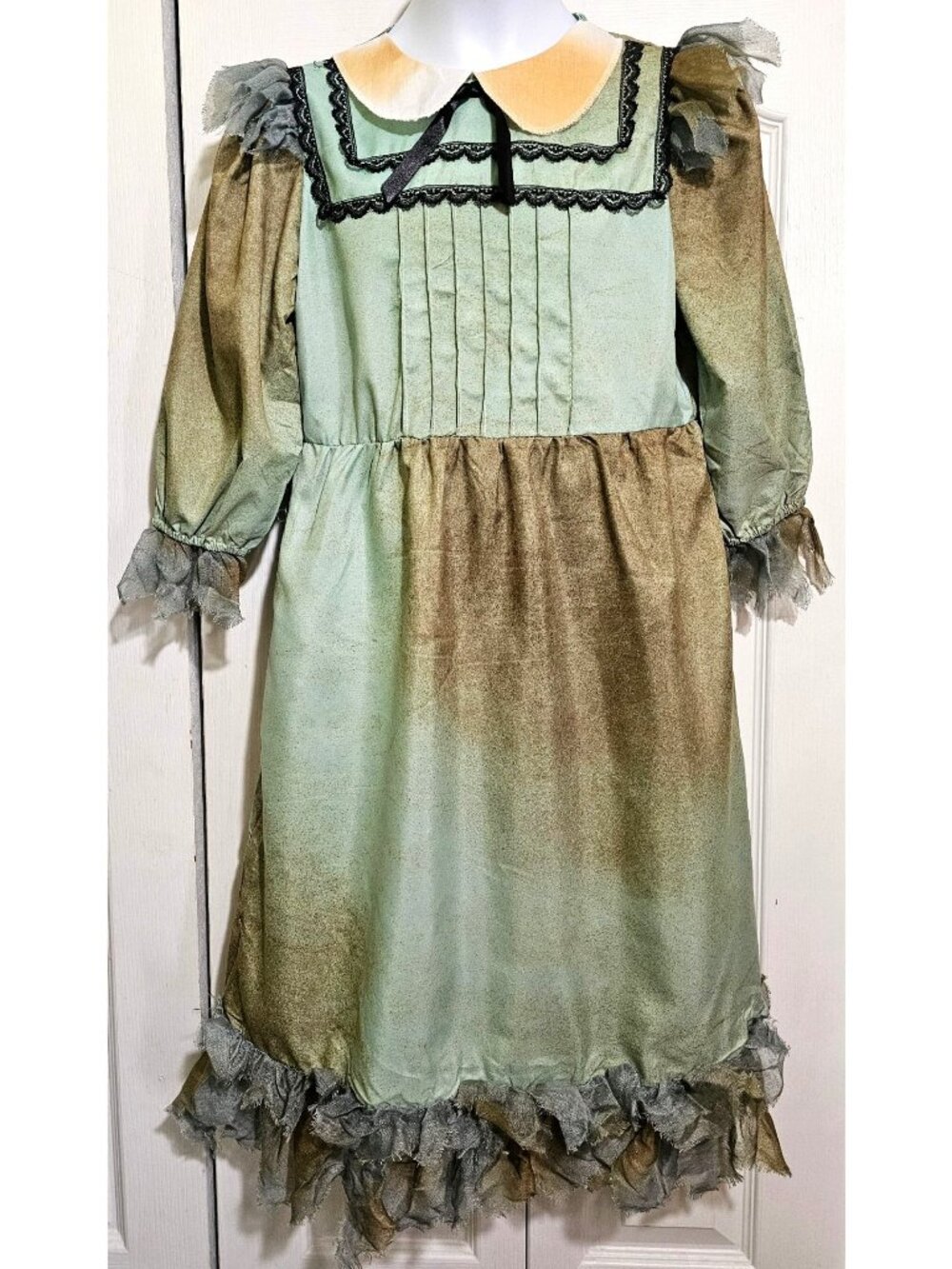 Evil Doll Dress Costume Kids 8-10 Broken Haunted Shining Zombie Girl Halloween